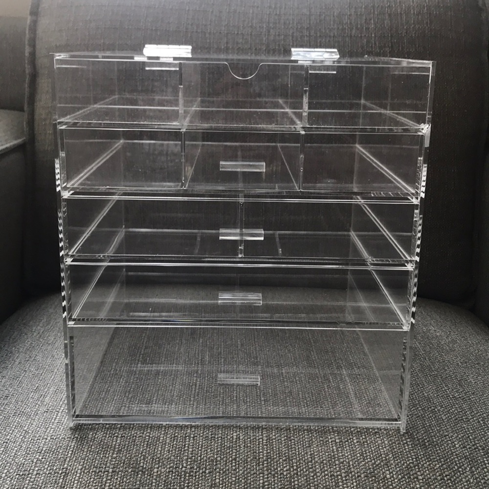 Clear plastic storage tower